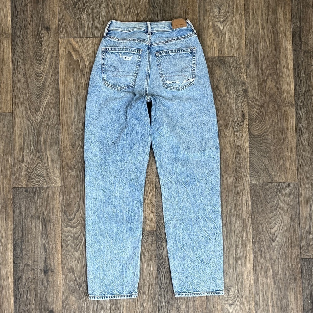 American Eagle Women Size 0 Highest Rise 90s Boyfriend Straight Leg Plaid Jeans - Picture 6 of 9